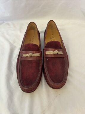 Mezlan Men’s Segura Suede Rope Tie Detail Slip On Leather Loafers Sz 9.5 Red‎